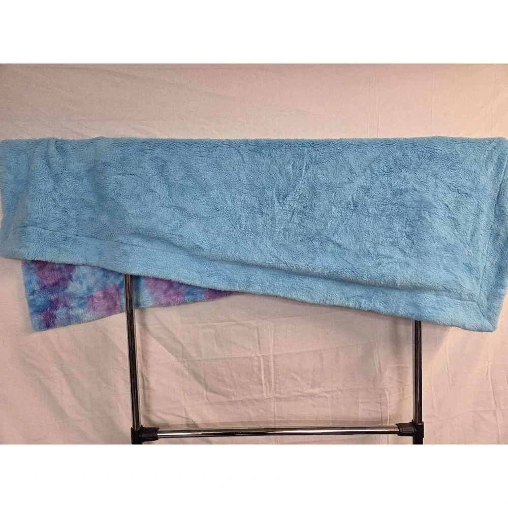 Minkyholic Handmade Minky Blanket 58x34 Tie Dye Purple Blue Luxe Cuddle Throw